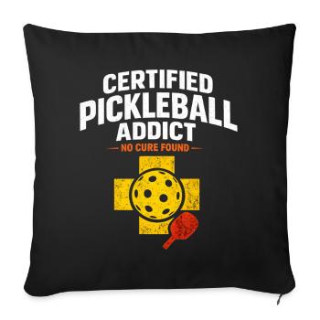 Pickleball Addict Badge - Sofa pillowcase 17,3'' x 17,3'' (45 x 45 cm) - black - Front