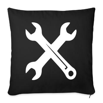 Kreuzende Schraubenschlüssel - Sofakissenbezug 45 x 45 cm - Schwarz - Vorne