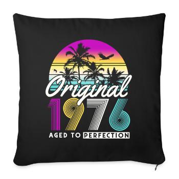 Cadeau d’anniversaire vintage 1976 50 ans rétro - Housse de coussin décorative 45 x 45 cm - noir - Devant