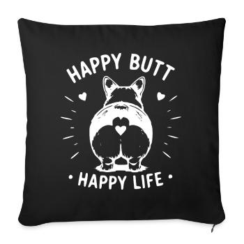 Cheerful Dog Butt Silhouette - Sofa pillowcase 17,3'' x 17,3'' (45 x 45 cm) - black - Front