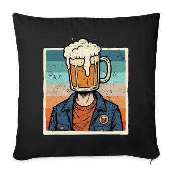 Bière millésime, amateur de bière, amateur de bière, - Housse de coussin décorative 45 x 45 cm - noir - Devant