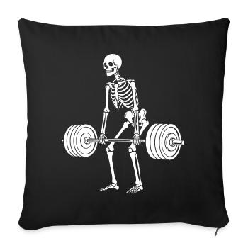 Skeleton-Gewichtheben - Sofakissenbezug 45 x 45 cm - Schwarz - Vorne