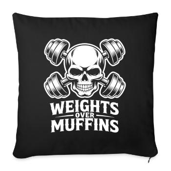 Poids sur le crâne du muffins - Housse de coussin décorative 45 x 45 cm - noir - Devant
