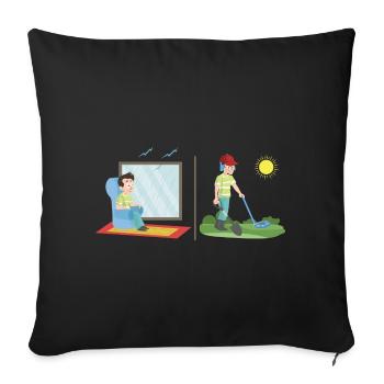 Treasure hunter in nice weather metal detector - Sofa pillowcase 17,3'' x 17,3'' (45 x 45 cm) - black - Front