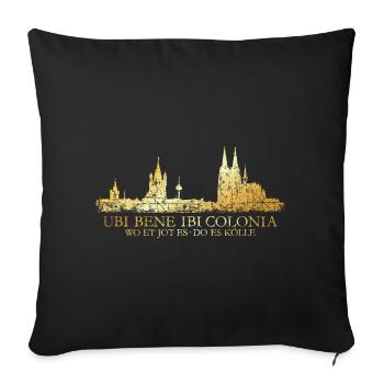 Kölner Skyline mit römischem Köln Spruch Ubi Bene - Sofakissenbezug 45 x 45 cm - Schwarz - Vorne