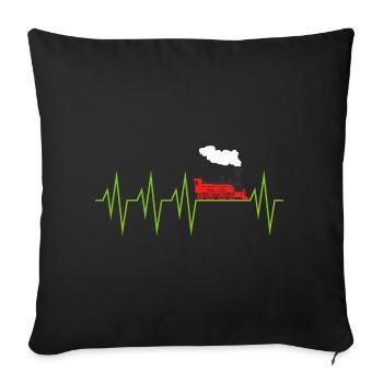 Model railway H0 heartbeat - Sofa pillowcase 17,3'' x 17,3'' (45 x 45 cm) - black - Front