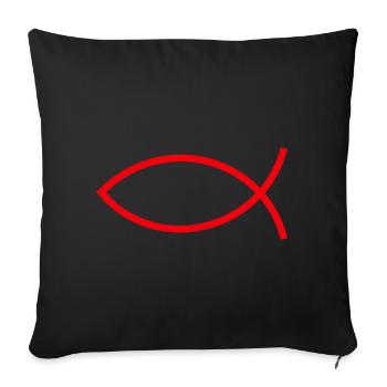 Jésus poisson Ichthys poisson poisson poisson - Housse de coussin décorative 45 x 45 cm - noir - Devant