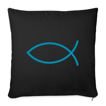Jésus poisson Ichthys poisson poisson poisson - Housse de coussin décorative 45 x 45 cm - noir - Devant