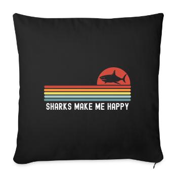 Requins - Housse de coussin décorative 45 x 45 cm - noir - Devant