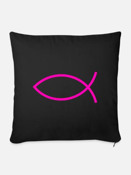 Jesusfisch pink Ichthys Jesus Fisch - Sofakissenbezug 45 x 45 cm - Schwarz