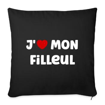 j'aime mon filleul - Housse de coussin décorative 45 x 45 cm - noir - Devant