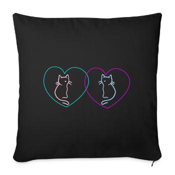 Heart Cats Love Hearts Kitten Valentine Romance - Housse de coussin décorative 45 x 45 cm - noir - Devant