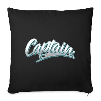 Capitaine Bateau à moteur Voilier Marin - Housse de coussin décorative 45 x 45 cm - noir - Devant