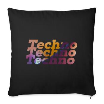 Techno Rave Design Fête de musique électronique 2022 - Housse de coussin décorative 45 x 45 cm - noir - Devant