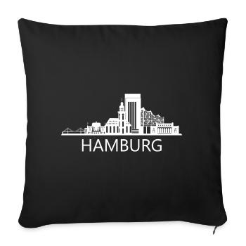 Hamburg City Skyline Silhouette Ville de Hambourg - Housse de coussin décorative 45 x 45 cm - noir - Devant