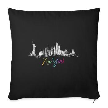 Urban Skyline Watercolor Design New York NYC - Sofa pillowcase 17,3'' x 17,3'' (45 x 45 cm) - black - Front