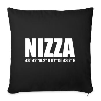 Nizza Koordinaten - Sofakissenbezug 45 x 45 cm - Schwarz - Vorne