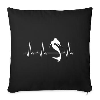 Sirène battante de cœur - Housse de coussin décorative 45 x 45 cm - noir - Devant