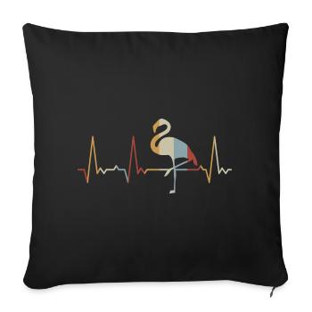 Heartbeat Flamingo - Sofa pillowcase 17,3'' x 17,3'' (45 x 45 cm) - black - Front