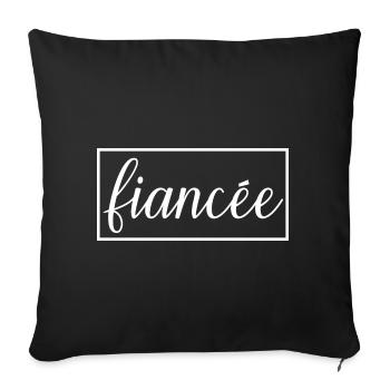 Fiancée Fiancée Fiançailles Mariage Lune de Miel - Housse de coussin décorative 45 x 45 cm - noir - Devant