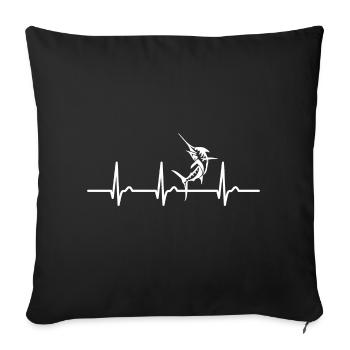 Courbe ECG Courbe cardiaque - Espadon Pêche en haute mer - Housse de coussin décorative 45 x 45 cm - noir - Devant