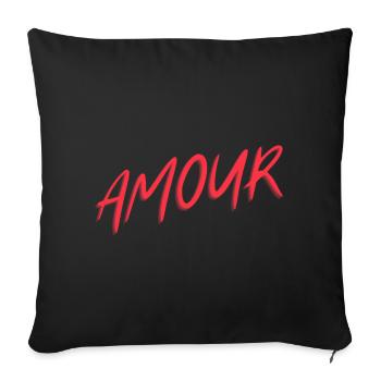 "Amour" rouge, t-shirt design - Housse de coussin décorative 45 x 45 cm - noir - Devant