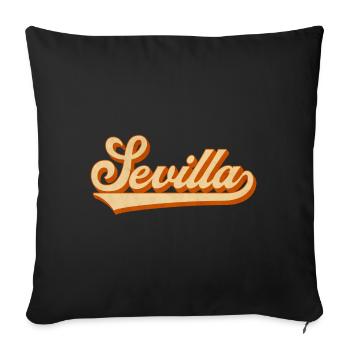 Sevilla Retro Schriftzug - Sofakissenbezug 45 x 45 cm - Schwarz - Vorne
