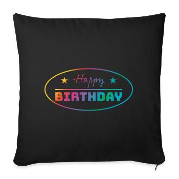 Tshirt happy birthday oval bunt - Sofa pillowcase 17,3'' x 17,3'' (45 x 45 cm) - black - Front