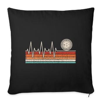 Bitcoin Heartbeat - Sofa pillowcase 17,3'' x 17,3'' (45 x 45 cm) - black - Front