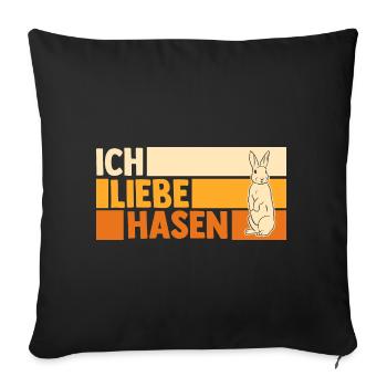 Kaninchen Hase - Sofakissenbezug 45 x 45 cm - Schwarz - Vorne