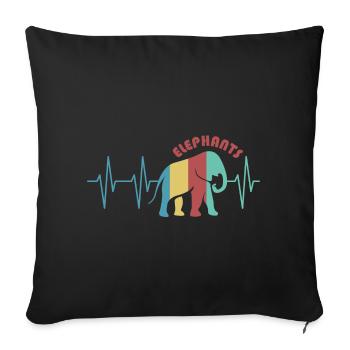 pulse colorful elephant animals trunk retro colors icon - Sofa pillowcase 17,3'' x 17,3'' (45 x 45 cm) - black - Front