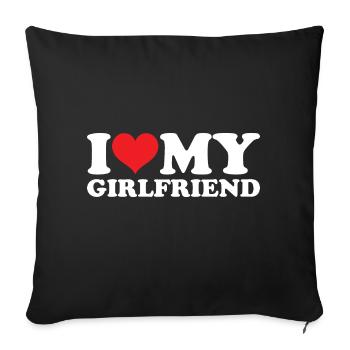 J'aime Ma Copine Cadeau Saint Valentin Couple Love - Housse de coussin décorative 45 x 45 cm - noir - Devant