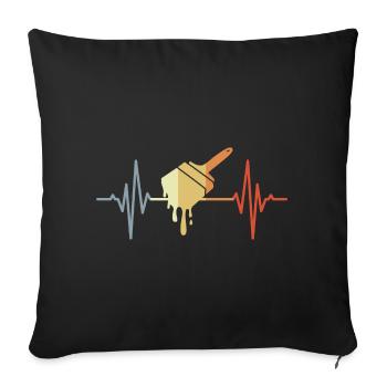 Pinceau à peinture Heartbeat - Housse de coussin décorative 45 x 45 cm - noir - Devant