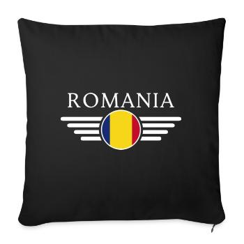 Romania T-Shirt: Castles, Carpathians, Folklore - Sofa pillowcase 17,3'' x 17,3'' (45 x 45 cm) - black - Front