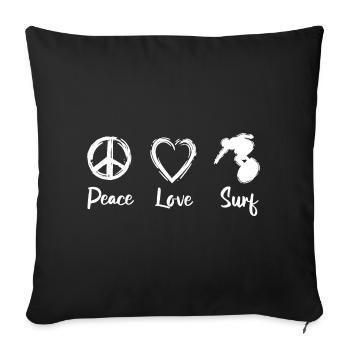 Paix Amour Surf - Housse de coussin décorative 45 x 45 cm - noir - Devant