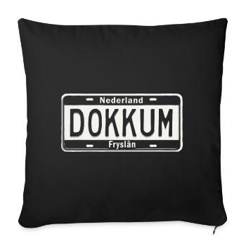 T-Shirt Dokkum Hoodie Ijsselmeer Holland - Housse de coussin décorative 45 x 45 cm - noir - Devant