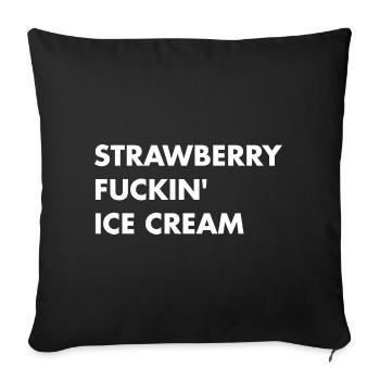 Glace à la fraise - lettrage blanc - Housse de coussin décorative 45 x 45 cm - noir - Devant