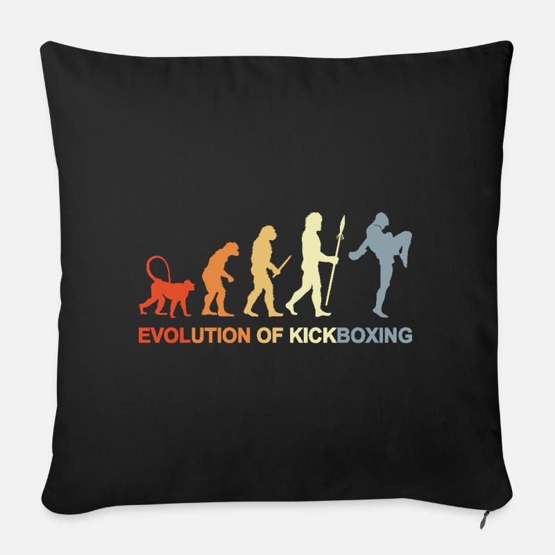 Vintage Kickboxer Evolution - Housse de coussin décorative 45 x 45 cm - noir