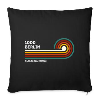 Berlin Retro Shirt Zip Code 1000 Zip Code Souvenir - Sofa pillowcase 17,3'' x 17,3'' (45 x 45 cm) - black - Front