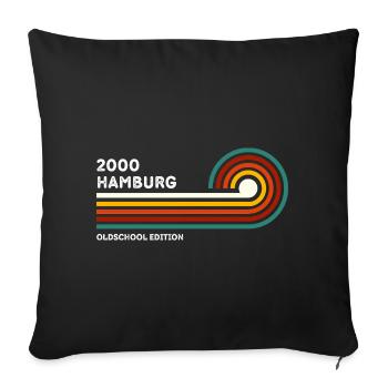Hamburg Retro Shirt 2000 Zip Code Souvenir Zip Code - Sofa pillowcase 17,3'' x 17,3'' (45 x 45 cm) - black - Front