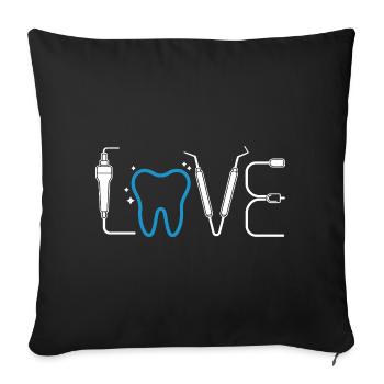 Zahnherz Love Dental - Housse de coussin décorative 45 x 45 cm - noir - Devant