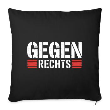 Contre la droite - Slogan drôle Antifa - Housse de coussin décorative 45 x 45 cm - noir - Devant