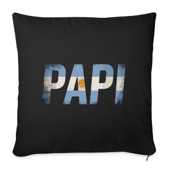 Papa Drapeau Argentin Papa Vintage - Housse de coussin décorative 45 x 45 cm - noir - Devant