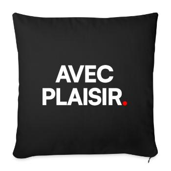 Avec plaisir - Housse de coussin décorative 45 x 45 cm - noir - Devant