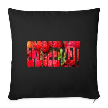 Erdbeere - Sofakissenbezug 45 x 45 cm - Schwarz - Vorne