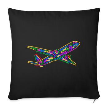 Colorful Airplane Flyer Kids Men Boys Pilot - Sofa pillowcase 17,3'' x 17,3'' (45 x 45 cm) - black - Front