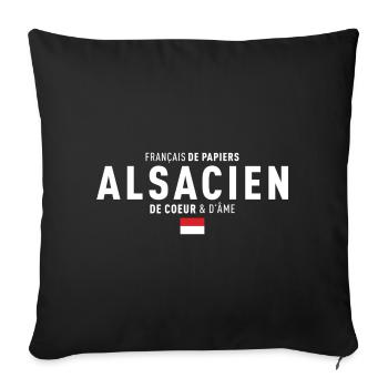 Francais De Papiers Alsacien De Coeur Dame T-Sh... - Housse de coussin décorative 45 x 45 cm - noir - Devant