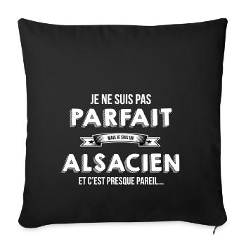 Alsacien cadeau humour - Housse de coussin décorative 45 x 45 cm - noir - Devant