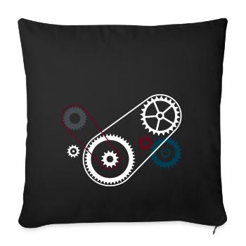 Bloc moteur de boîte de vitesses Gears - Housse de coussin décorative 45 x 45 cm - noir - Devant