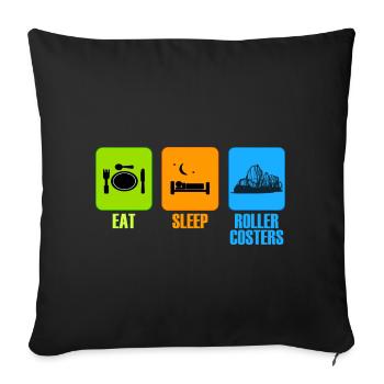 manger le cadeau de temps libre de montagnes russes de sommeil - Housse de coussin décorative 45 x 45 cm - noir - Devant